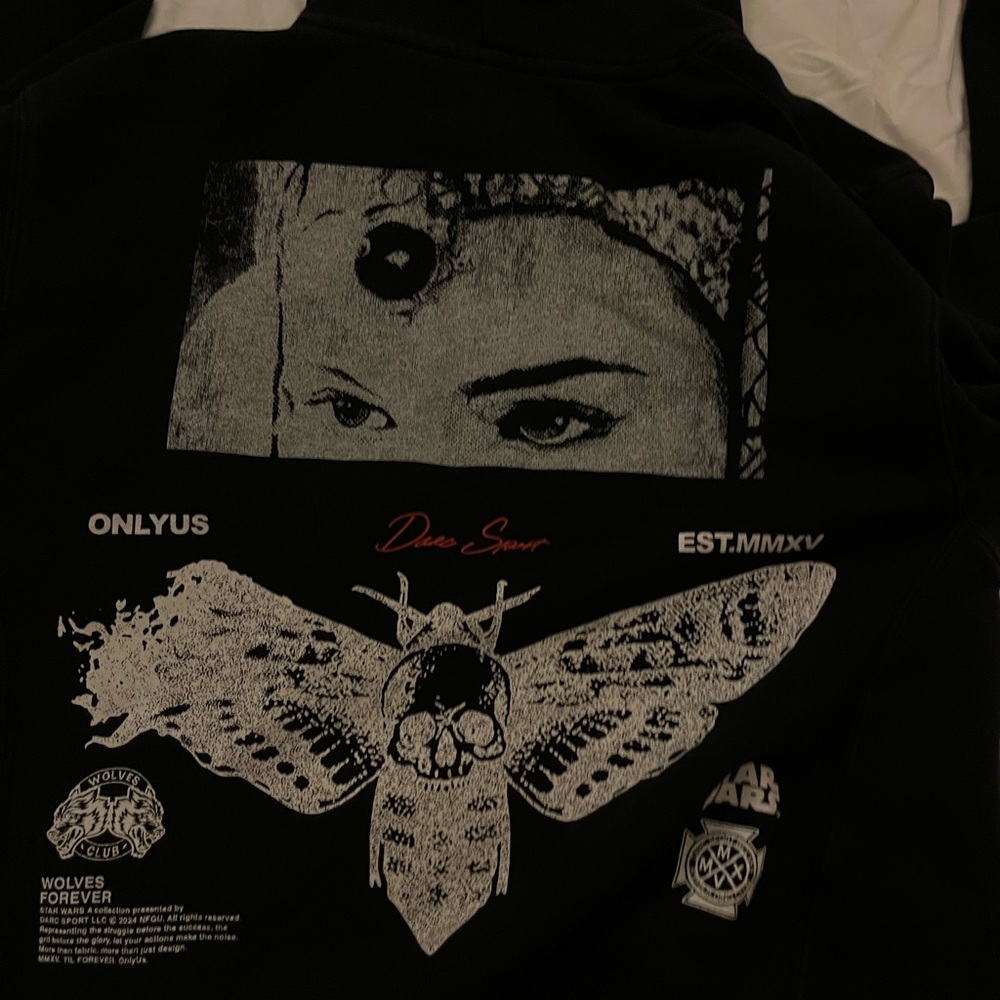 Darc Sport Black Graphic Hoodie with Moth , only us